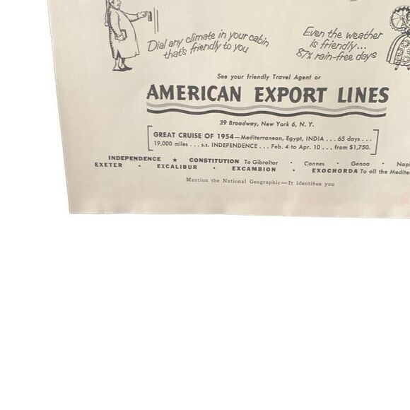 Vintage 1953 American Export Lines American Friendliness Ad Advertisment - Picture 2 of 4